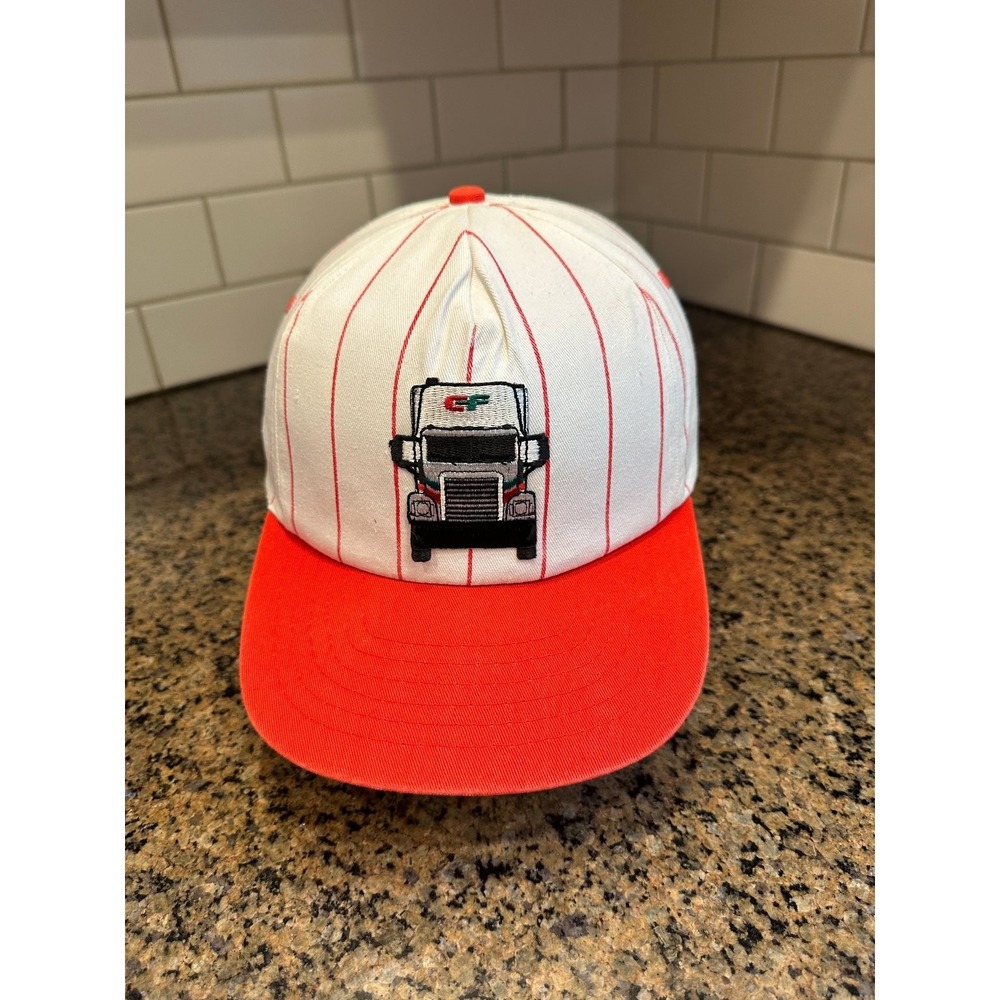 Carolina Freight KC Vintage Snapback Hat White Red Pinstripe Semi Truck Trucker